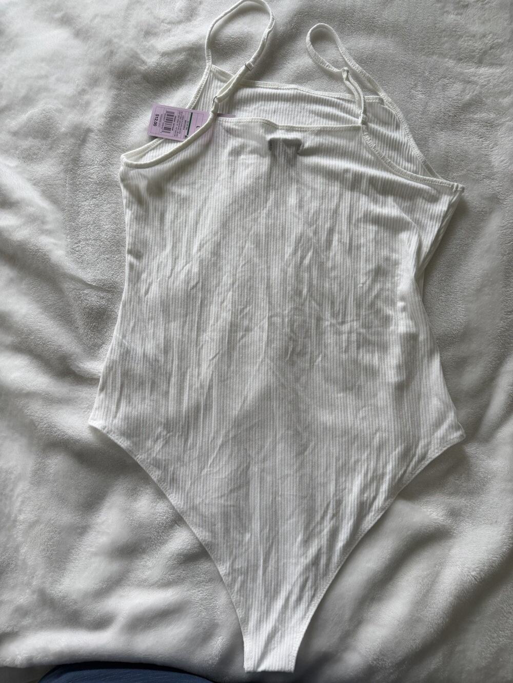 Wild Fable Women's White Bodysuit L NWT
